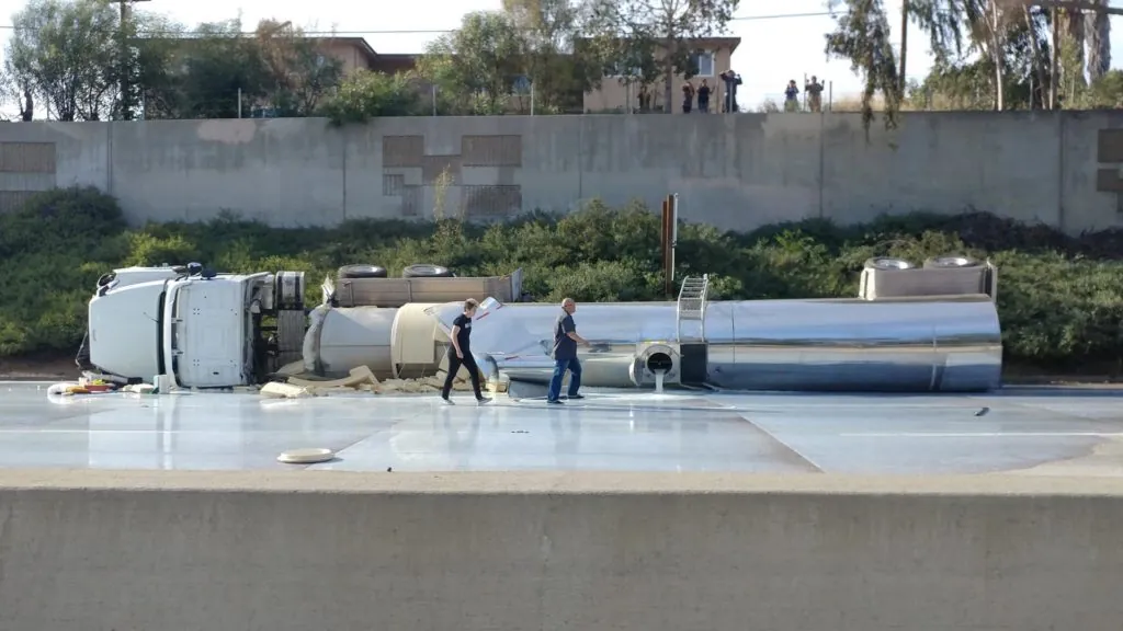 overturned semi truck